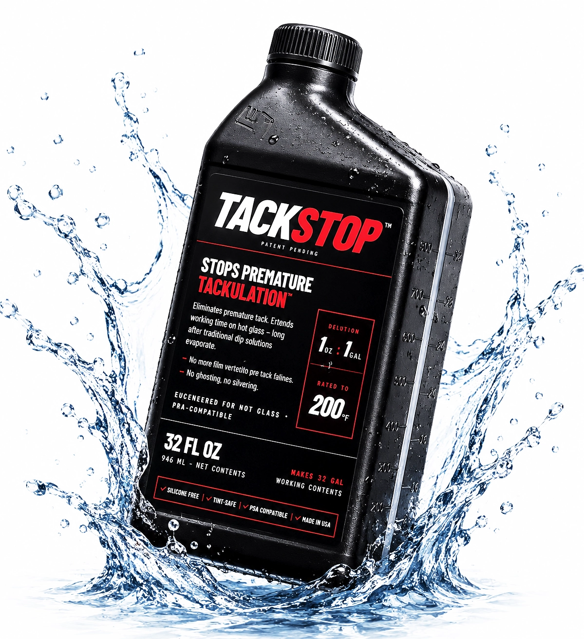 TackStop evaporation control additive bottle for window film installation